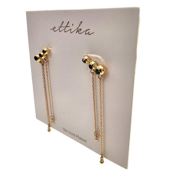 Ettika 18K Gold Plated‎ Emerald City Waterfall Earrings - Picture 3 of 6